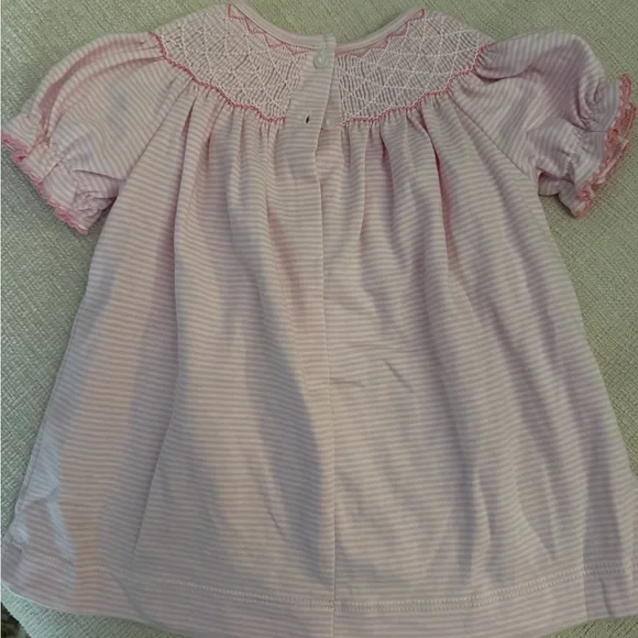 Petit Babe - Pink Striped Baby Dress with Floral Embroidery - Picture 4 of 4